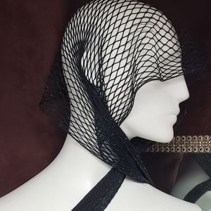 Net Scarf with Tassels & Sparkly Threading